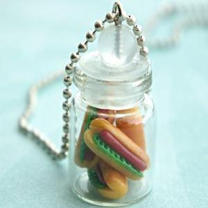 Hotdog Sandwich In A Jar Necklace