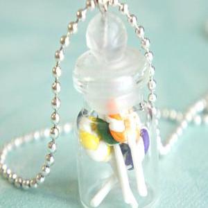 Swirl Lollipops In A Jar Necklace
