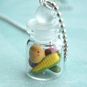 Assorted Vegetables In A Jar Necklace