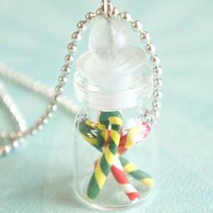 Candy Canes In A Jar Necklace