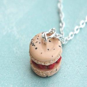 Raspberries And Cream French Macaron Necklace