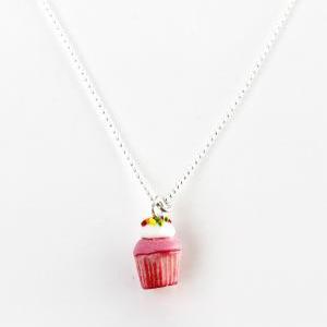 Strawberries And Cream Cupcake Necklace