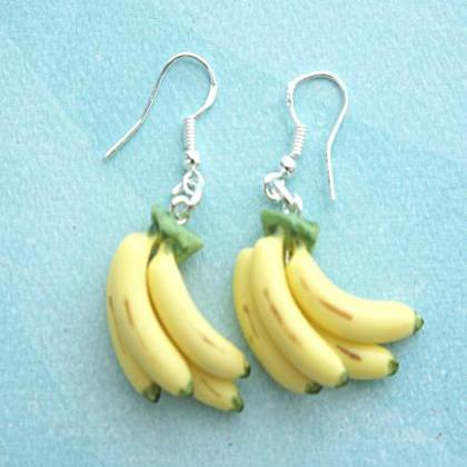 Banana Bunch Earrings - Food Jewelry
