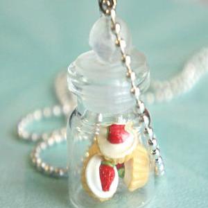 Strawberry Cupcakes In A Jar Necklace