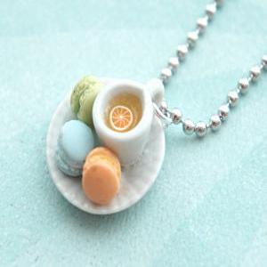 French Macarons And Tea Necklace