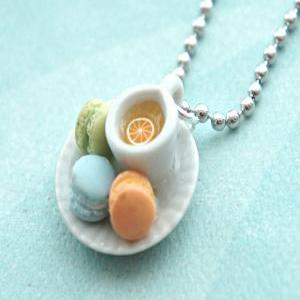 French Macarons And Tea Necklace