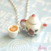 rose tea set necklace