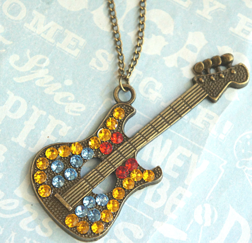 Studded Guitar Necklace