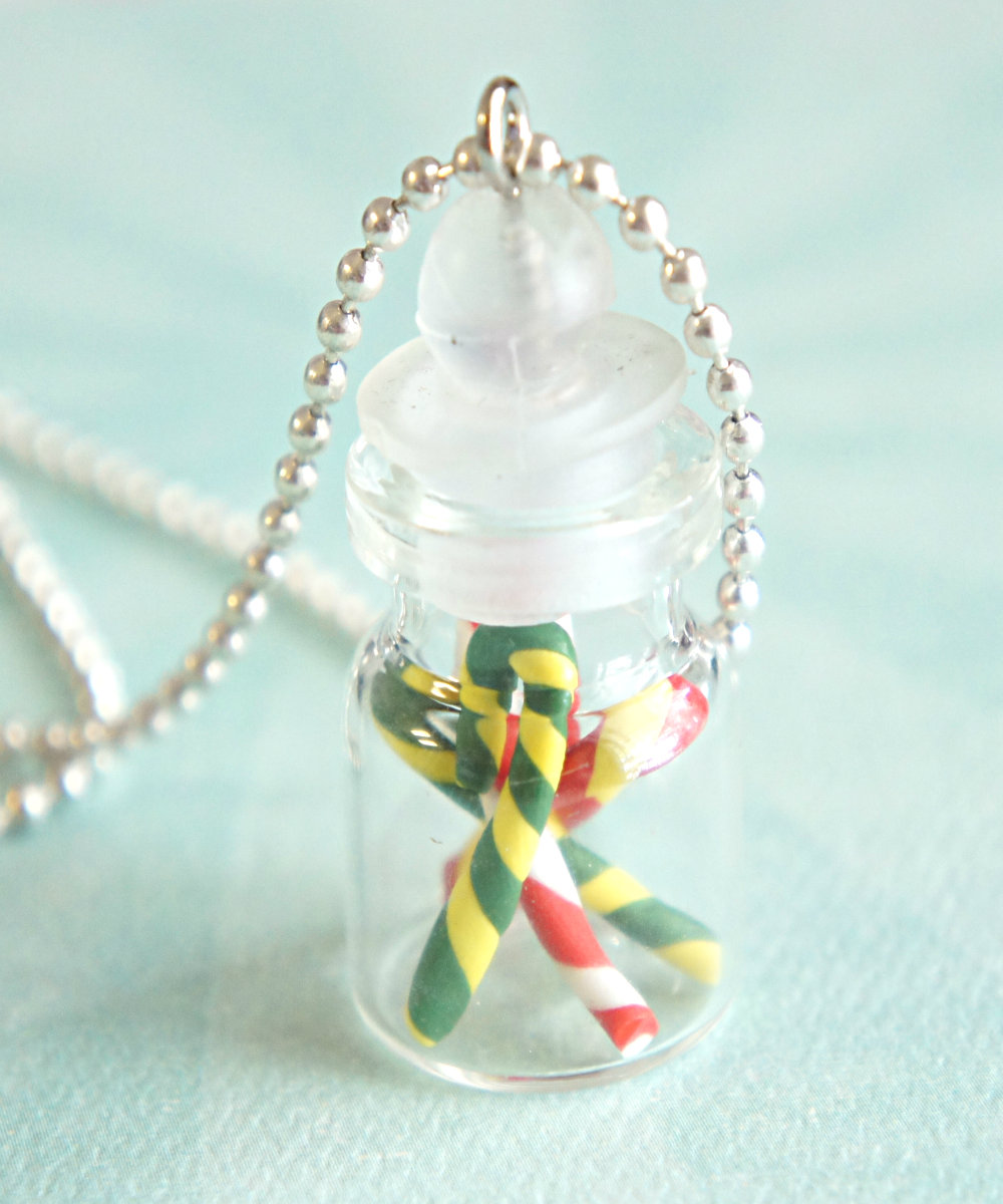 Candy Canes In A Jar Necklace