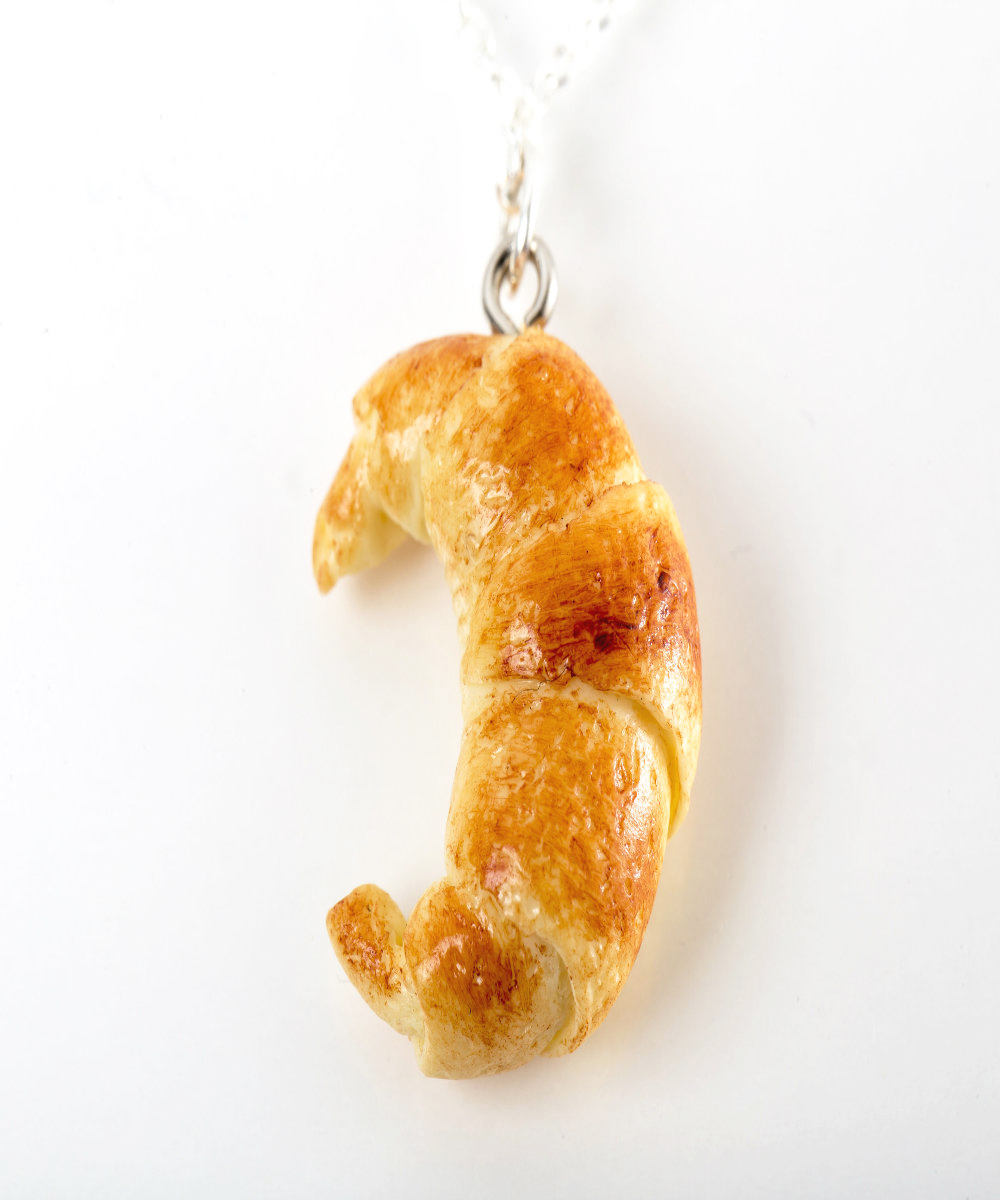 Croissant Necklace, Food Jewelry