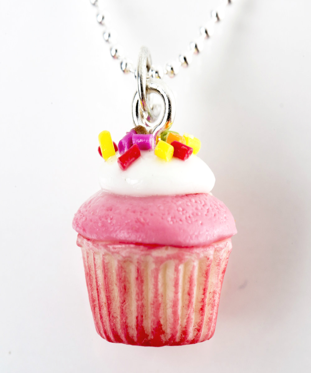 Strawberries And Cream Cupcake Necklace