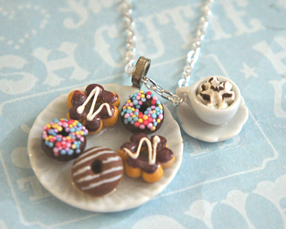 Donuts And Coffee Necklace on Luulla